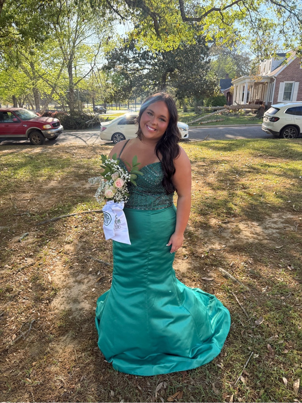 Beaded Emerald Green Mermaid Prom Dress